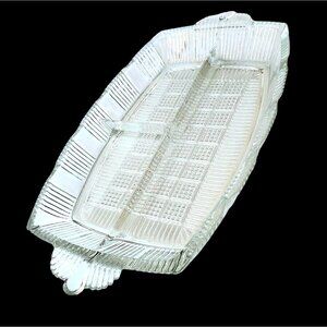 Glass Relish Dish 1930s Condiment Serving Art Deco Desk Organizer